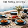 Steingut Geschirrset 4 Personen Ibiza 12 tlg. TESTSIEGER, Hochwertiges Mediterranes Steingut Geschirr Set, Schüssel- und Teller Set, Tafelservice 4 Personen, Geschirrsets Pure Living in Aquamarin Bild 2