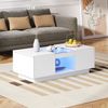 Merax Couchtisch inkl. APP mit 2 Schubladen, Beistelltisch mit Glasplatte, Wohnzimmertisch mit LED, Kaffeetisch, Weiß Bild 2