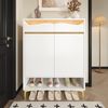 Schuhschrank mit LED-Lichtleiste, MDF/Spanplatte, 80x35x105 cm, Weiß mit Acrylfront & Metallgestell Bild 2