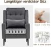 MCombo Ohrensessel 7277-1,Armlehnensessel mit Kissen und Metallfüße , für Wohnzimmer, Chestersield Sessel Relaxsessel Polstersessel, ohne Hocker, 120KG belasterbar, Samt-Bezug, Grau, 60 x68 x103 cm Bild 3