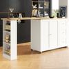 Küchentisch Bartischschrank Weiß 360° drehbar mit Rollen, Sideboard Klapptisch mit Regalen, aus MDF, modern mit Metallgriffen, 106cmx135-203cmx39cm Bild 3