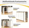 Küchentisch Bartischschrank Weiß 360° drehbar mit Rollen, Sideboard Klapptisch mit Regalen, aus MDF, modern mit Metallgriffen, 106cmx135-203cmx39cm Bild 5