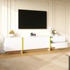 190 cm TV-Schrank, 3 Türen, 2 Schubladen, Weiß mit Gold und Holzmaserung Bild 3