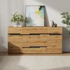 Sideboard Aufbewahrungsschrank 160 cm Schwarz Holzoptik mit 4 Schubladen & 2 Türen，Multifunktionaler Wohnzimmer Schrank Sideboard Bild 4