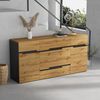 Sideboard Aufbewahrungsschrank 160 cm Schwarz Holzoptik mit 4 Schubladen & 2 Türen，Multifunktionaler Wohnzimmer Schrank Sideboard Bild 2