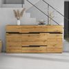Sideboard Aufbewahrungsschrank 160 cm Schwarz Holzoptik mit 4 Schubladen & 2 Türen，Multifunktionaler Wohnzimmer Schrank Sideboard Bild 3