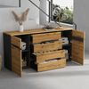 Sideboard Aufbewahrungsschrank 160 cm Schwarz Holzoptik mit 4 Schubladen & 2 Türen，Multifunktionaler Wohnzimmer Schrank Sideboard Bild 5