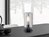 LED Tischleuchte Rauchglas Zylinder Lampenschirm, Metall Schwarz, Höhe 21,5cm Bild 5