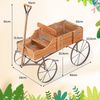 Blumenständer Holzwagen Pflanzwagen Blumenwagen mit Rädern aus Metall 62 x 34 x 60 cm Orange Bild 2