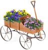 Blumenständer Holzwagen Pflanzwagen Blumenwagen mit Rädern aus Metall 62 x 34 x 60 cm Orange Bild 1