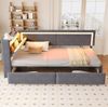 Schlafsofa 90x200 cm mit LED und USB – Polsterbett aus Samt in Dunkelgrau mit Stauraum Bild 2