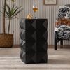 Beistelltisch aus Massivholz und MDF, Retro Couchtisch mit dreidimensionaler Reliefstruktur, Naturholz,Schwarz Bild 2