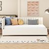 Polsterbett Samt als Schlafsofa mit Lattenrost, 90x200 cm, Beige, ohne Matratze Bild 5