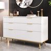 Kommode mit 6 Schubladen, moderne Sideboard-Optik, Weiß matt, Holzoptik-Füße, viel Stauraum für Wohnzimmer & Schlafzimmer Bild 3