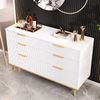 Kommode mit 6 Schubladen, moderne Sideboard-Optik, Weiß matt, Holzoptik-Füße, viel Stauraum für Wohnzimmer & Schlafzimmer Bild 5