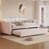 STILVORA Polsterbett mit bettfunktion,Tagesbett ausziehbar,Polsterbett 90x200 ohne matratze (Samt, farbwechselndes Umgebungslicht, Fernbedienung,minimalistisches Styling, Einzelbett Gästebett 90x200 cm), ohne Matratze Bild 3