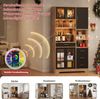 Küchenregal, Bauernhaus-Stil Vintage Hochschrank, Aufbewahrungsschrank, Vitrinenschrank, verstellbare Regale, farbwechselnde LED-Leuchten und Steckdose, 185 × 100 × 40 cm Bild 5