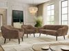Wohnzimmerset PIRS 1-1-3, Skandinavisches 3-Sitzer Sofa mit Sesseln, Sofa mit Wellenfederung, schwarze Füße, Skandinavisches Möbelset - Braun Cord Bild 4