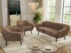 Wohnzimmerset PIRS 1-1-3, Skandinavisches 3-Sitzer Sofa mit Sesseln, Sofa mit Wellenfederung, schwarze Füße, Skandinavisches Möbelset - Braun Cord Bild 3