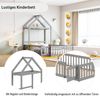 Spielhausbett Mit Abnehmbarem Dach 90x200 Kiefer Massivholz Bodenbett Mit Tür Bücherregal Kleiderstange Lattenrost 150kg Tragkraft Montessori Spielbett Kreativzimmer Bild 5