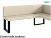 MEBLINI Eckbank für Esszimmer mit ausziehbarem Tisch - Küchenbank - Essecke - Sitzecke Küche - PETER - U-Beine 128x168x87cm Rechts - Creme Kunstleder/M Schwarz Hochgl. Bild 5