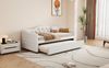 Merax Daybett, 90x200 cm Tagesbett mit ausziehbarem Bett,Schlafsofa, Einzelbett(Ohne Matratze), Leinen, minimalistisches Styling, beige Bild 5