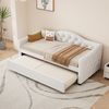 Merax Daybett, 90x200 cm Tagesbett mit ausziehbarem Bett,Schlafsofa, Einzelbett(Ohne Matratze), Leinen, minimalistisches Styling, beige Bild 2