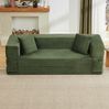 LVHOM Schlafsofa 2 Sitzer mit Seitentaschen, Bodensofa mit schlaffunktion, Klappsofa aus Cord, kein Aufbau erforderlich, Grün Bild 2