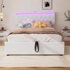 Merax 140*200 cm Doppelbett, Polsterbett, mit Umgebungslicht, USB- und Typ-C-Steckdose, 24-Tasten-Fernbedienung, Bett kann angehoben und abgesenkt werden, weiß Bild 2