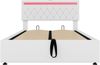 Merax 140*200 cm Doppelbett, Polsterbett, mit Umgebungslicht, USB- und Typ-C-Steckdose, 24-Tasten-Fernbedienung, Bett kann angehoben und abgesenkt werden, weiß Bild 5