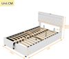 Merax 140*200 cm Doppelbett, Polsterbett, mit Umgebungslicht, USB- und Typ-C-Steckdose, 24-Tasten-Fernbedienung, Bett kann angehoben und abgesenkt werden, weiß Bild 4