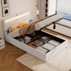 Merax 140*200 cm Doppelbett, Polsterbett, mit Umgebungslicht, USB- und Typ-C-Steckdose, 24-Tasten-Fernbedienung, Bett kann angehoben und abgesenkt werden, weiß Bild 3