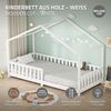 ML-DESIGN Spielbett Hausbett Kinderbett inkl. Lattenrost & Rausfallschutz Kinder Bodenbett, Abenteuerbett 90x200 cm Haus Bett Himmelbett Kiefer Jugendbett Weiß Bild 2
