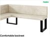MEBLINI Eckbank für Esszimmer - Küchenbank - Essecke - Sitzecke Küche - TONI - U-Beine 128x168x87cm Links - Creme Samt Bild 5