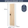 Aktenschrank abschließbar ALEX - 5 Ebenen verstellbar, Flügeltüren | Metallschrank Werkstatt Mehrzweckschrank Büroschrank aus Stahl Werkzeugschrank, 185x45x40cm Weiß-Sonoma Eiche Bild 2