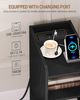 Nachttisch, mit Ladestation, USB & Typ C Anschluss, Schmaler Beistelltisch, 3 Etagen Stauraum mit 1 Schublade, Platzsparend, für Schlafzimmer, Wohnzimmer, Schwarz Bild 3