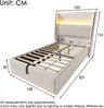 Polsterbett 90x200 cm mit hydraulischem Bettkasten, hohes Leinen-Kopfteil, integrierte LED & USB/Type-C, Beige，Es gibt ein Matratzen. Bild 3