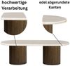 alesvelt Couchtisch ovale Trivento Travertin-Tischplatte Tischbeine im Säulenstil modern (1 Tisch), 130x70x45 cm, Travertin-Tischplatte Bild 3