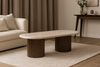 alesvelt Couchtisch ovale Trivento Travertin-Tischplatte Tischbeine im Säulenstil modern (1 Tisch), 130x70x45 cm, Travertin-Tischplatte Bild 2