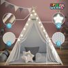 Spielwerk Kindertipi mit Lichterkette, Bodenmatte & Kissen, Baumwolle weiß, 120 x 120 x 160 cm Bild 5