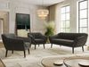 Wohnzimmerset PIRS 1-1-3, Skandinavisches 3-Sitzer Sofa mit Sesseln, Sofa mit Wellenfederung, schwarze Füße, Skandinavisches Möbelset - Dunkelgrau Velvet Bild 4