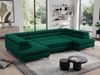 Mks Möbel 'Pedro U-Form' Ecksofa mit Schlaffunktion und verstellbaren Kopfstützen, Grün, Velours, mit Topper Bild 4