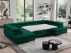 Mks Möbel 'Pedro U-Form' Ecksofa mit Schlaffunktion und verstellbaren Kopfstützen, Grün, Velours, mit Topper Bild 5
