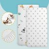 Spannbettlaken Kinderwagen Baby Spannbetttücher 3er Set: 90x55 cm - 2X Bettlaken + 1x wasserdichter Matratzenschoner - Babybett Zubehör für Kinderbett Beistellbett Stubenwagen Bild 3