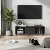 Vasagle TV-Schrank für Fernseher bis zu 60 Zoll, superschnelle Montage, Toolless-Technologie, Fernsehtisch Wohnzimmer, geriffeltes Glas modern, 140 x 39 x 45 cm, aschbraun-tintenschwarz Bild 2