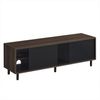 Vasagle TV-Schrank für Fernseher bis zu 60 Zoll, superschnelle Montage, Toolless-Technologie, Fernsehtisch Wohnzimmer, geriffeltes Glas modern, 140 x 39 x 45 cm, aschbraun-tintenschwarz Bild 4