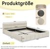 Doppelbett 140*200 cm, Bett mit seidig weichem Chenille - Bezug, quadratischem Steppdesign, aus ökologischem Eukalyptusholz und stabilem Eisenrahmen, einfache Montage, Beige (ohne Matratze) Bild 4