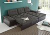 Ecksofa Couch Schlafcouch Schlafsofa Lederlook schwarz grau Ottomane rechts L Bild 4