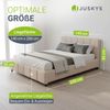 Juskys Polsterbett Florenz 140 x 200 cm mit Matratze – Bouclé, modernes Bett mit Kopf- & Fußteil, stabilem Holz- & Metallrahmen, Lattenrost, 500 kg Tragkraft – Beige Bild 3