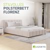Juskys Polsterbett Florenz 140 x 200 cm mit Matratze – Bouclé, modernes Bett mit Kopf- & Fußteil, stabilem Holz- & Metallrahmen, Lattenrost, 500 kg Tragkraft – Beige Bild 2
